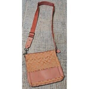 New Pink Rose Crossbody  Techno Canvas Web Messenger Signature Bag Purse GUIZI